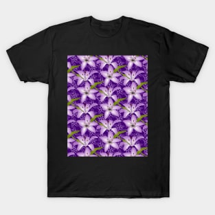 Purple Lily Flowers Pattern T-Shirt